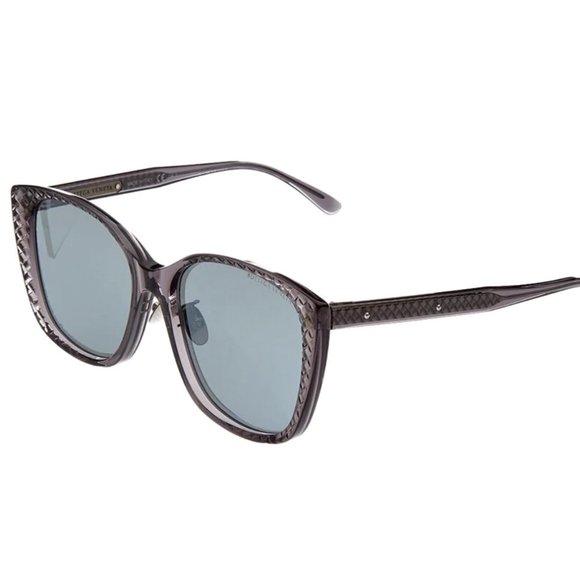 NIB Bottega Veneta Mirrored Sunglasses Silver Cat Eye Butterfly Woven Frame main image 6